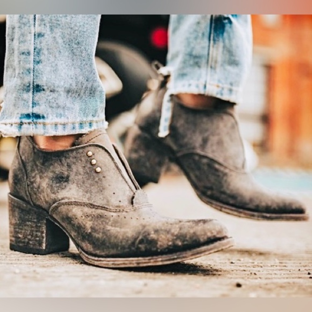 Freebird By Steven Sadie Antiqued Distressed Leather Ankle Oxford Bootie Sz 12